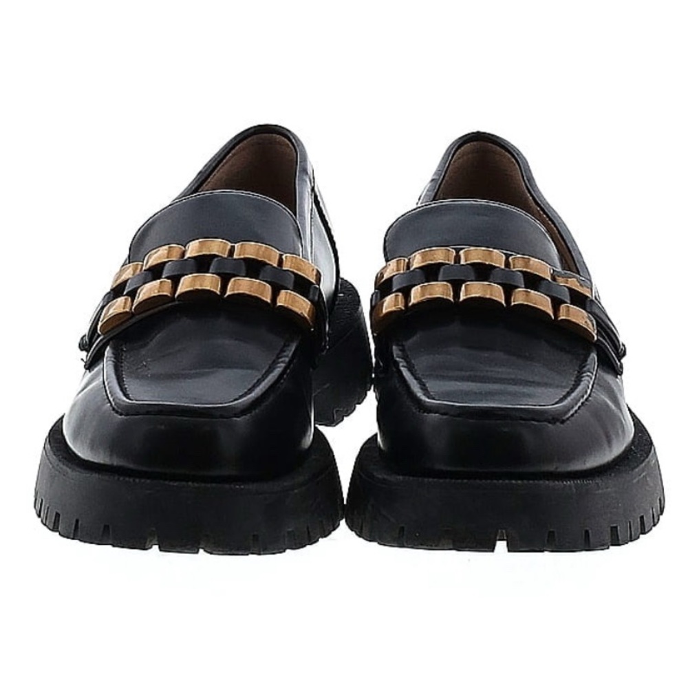 Zara Black and Gold Women's Loafers